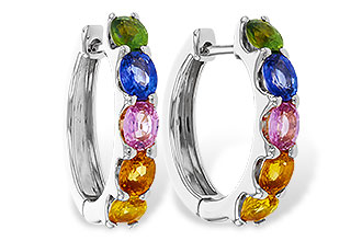 A284-12019: EARRINGS 2.20 TW MULTI-COLOR SAPPHIRE