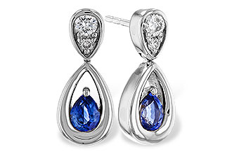 A284-12037: EARRINGS .42 SAPPHIRE .54 TGW (4x3 SAPP)