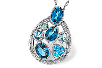 A284-14764: NECKLACE 3.23 TW BLUE TOPAZ 3.38 TGW