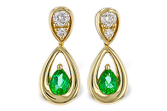 B284-12955: EARRINGS .20 EMERALD .32 TGW (4x3 EMER)