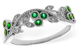 B284-17455: LDS WED RG .17 EMERALD TW .23 TGW