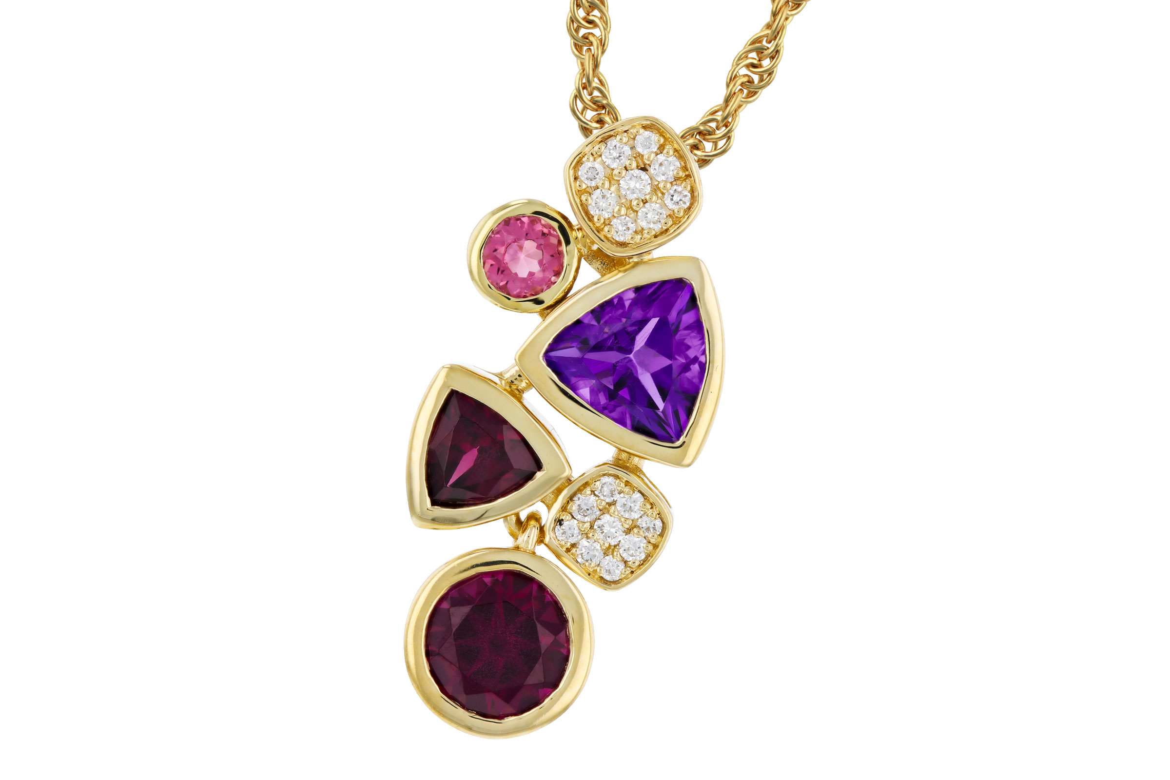 B285-02064: NECKLACE 1.34 SEMI-PREC (AM,RHO,PT) 1.40 TGW