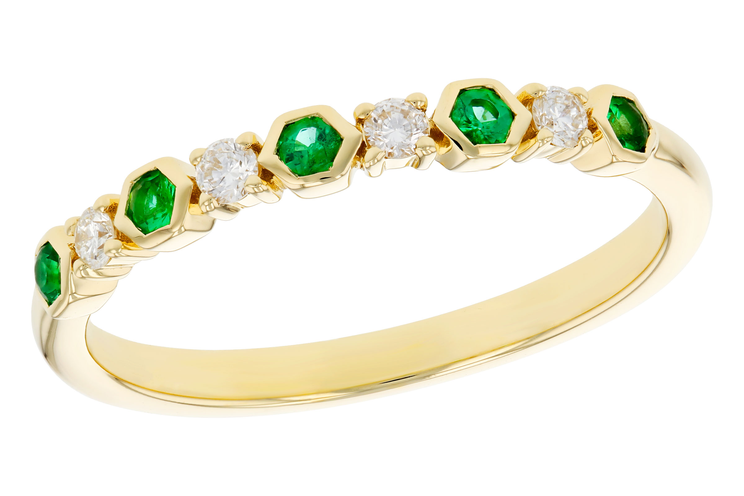 B285-02937: LDS WED RG .10 TW EMERALD .20 TGW