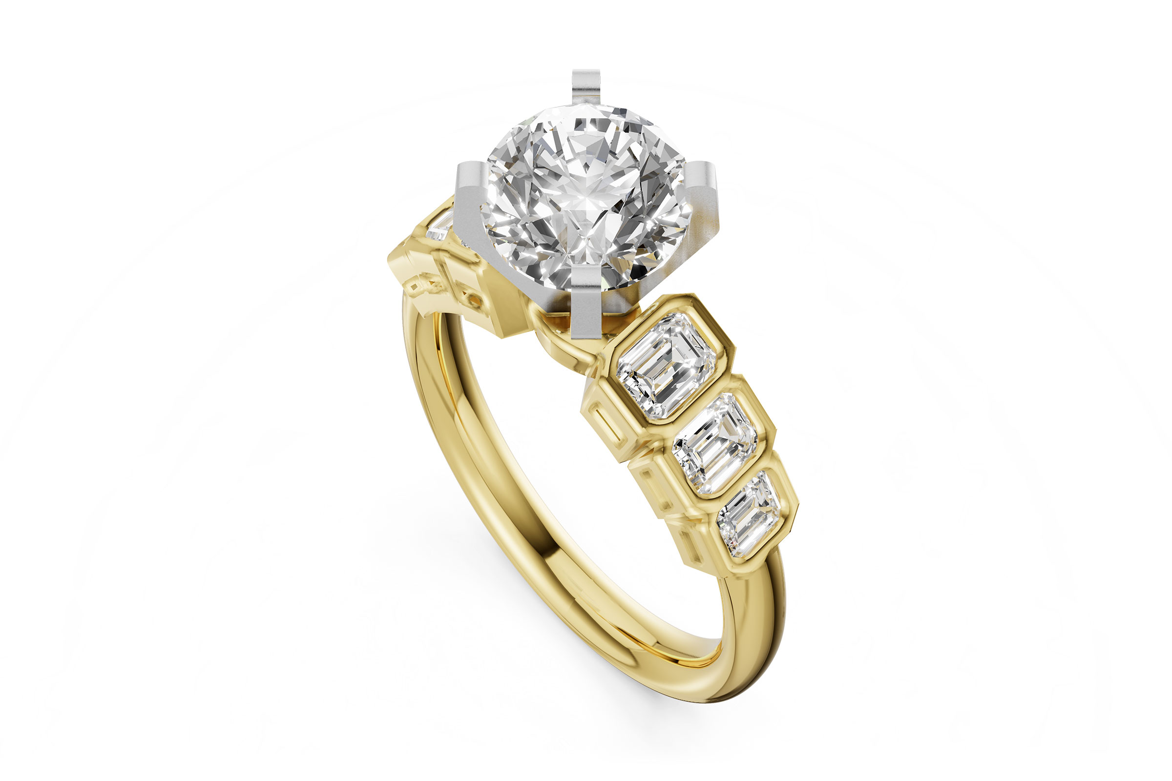 D285-01091: LDS SEMI DIA RG .92 TW EMERALD CUTS