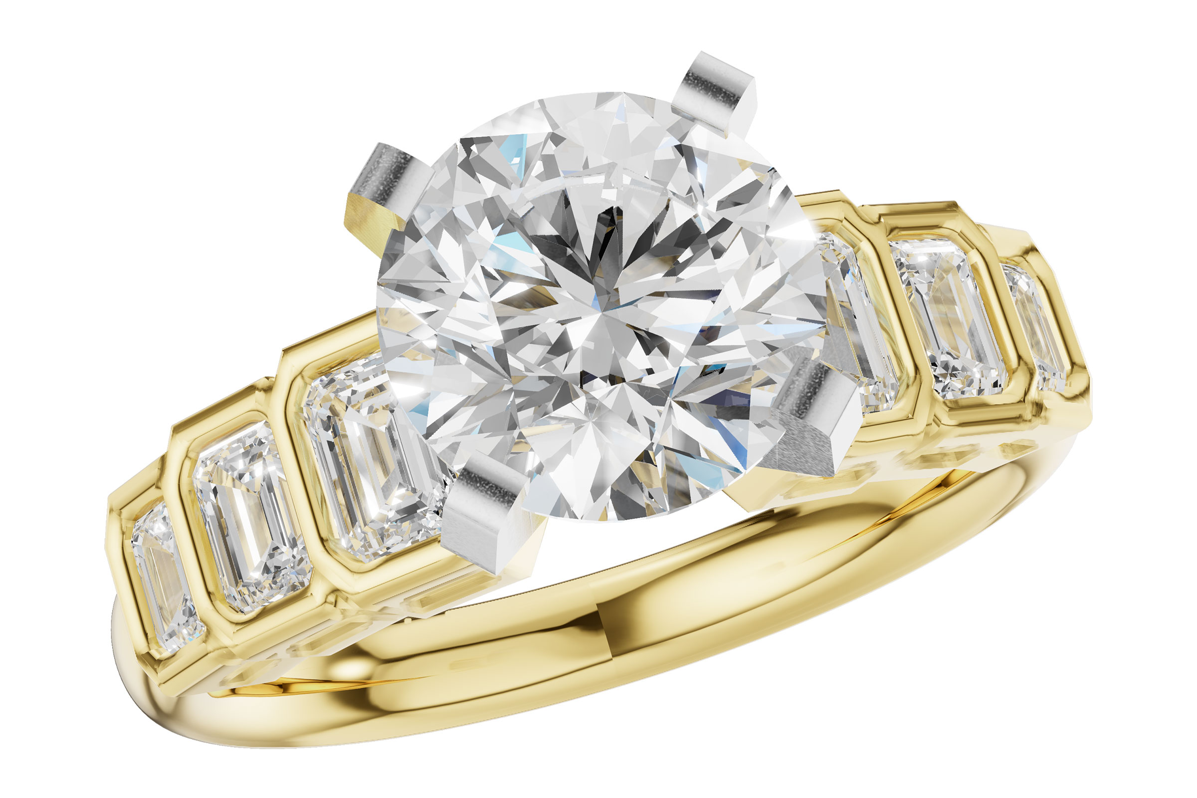 D285-01091: LDS SEMI DIA RG .92 TW EMERALD CUTS