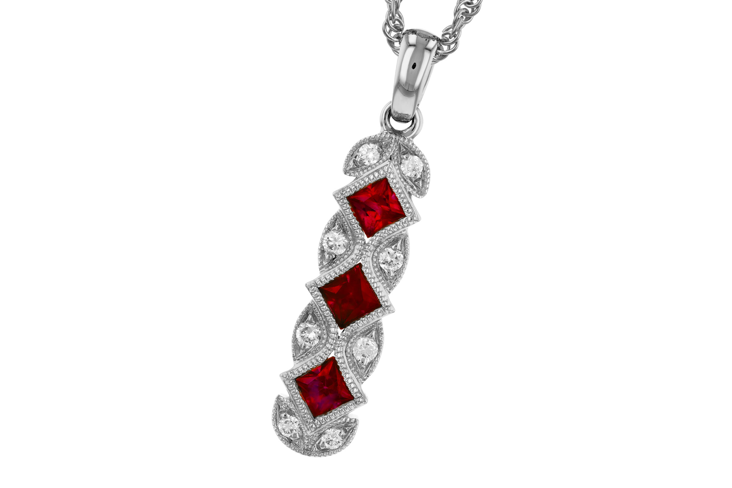 D285-01127: NECKLACE .55 TW RUBY .64 TGW