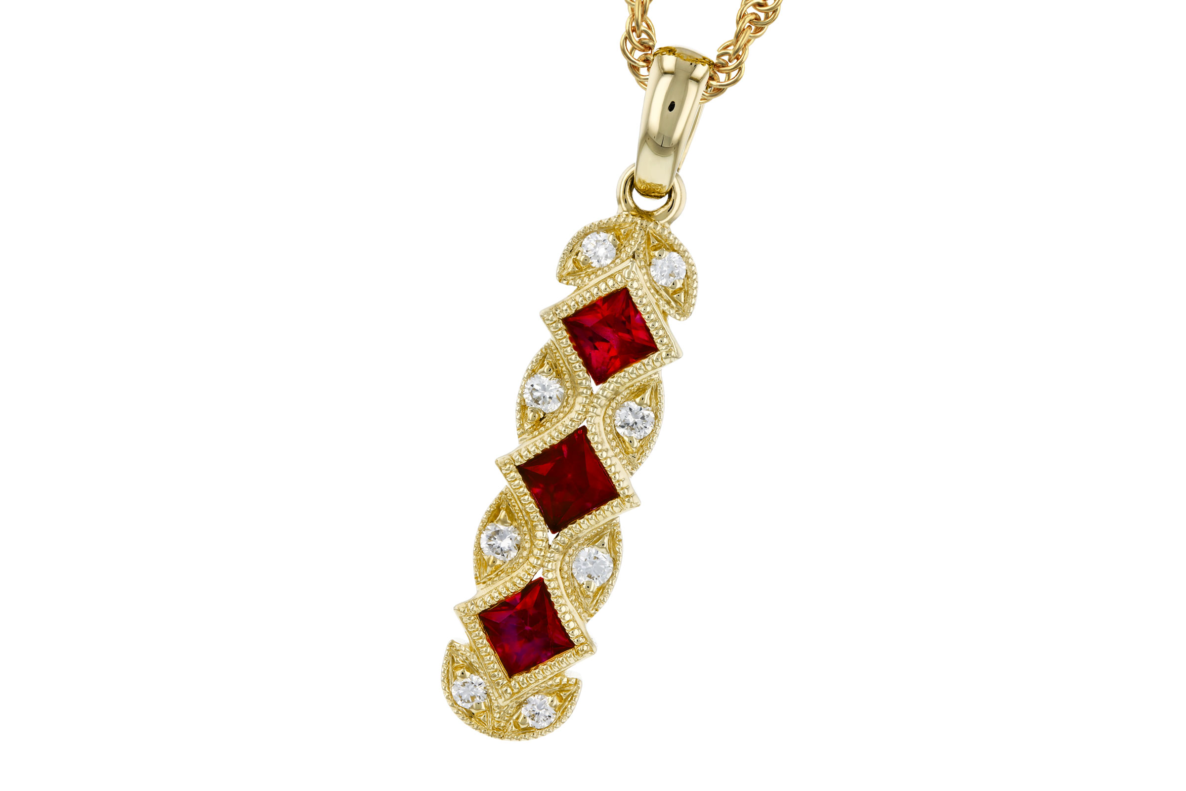 D285-01127: NECKLACE .55 TW RUBY .64 TGW