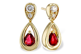 G284-12036: EARRINGS .40 RUBY .52 TGW (4x3 RUBY)