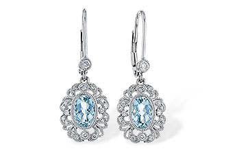 H284-10227: EARRINGS .75 TW AQUA .92 TGW (7x5MM AQUA)