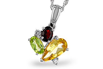 K284-12027: NECKLACE .79 SEMI PREC (CIT,PER,GAR) .82 TGW
