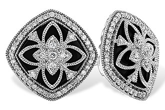 L283-24800: DIA & ONYX EARRINGS .38 TW