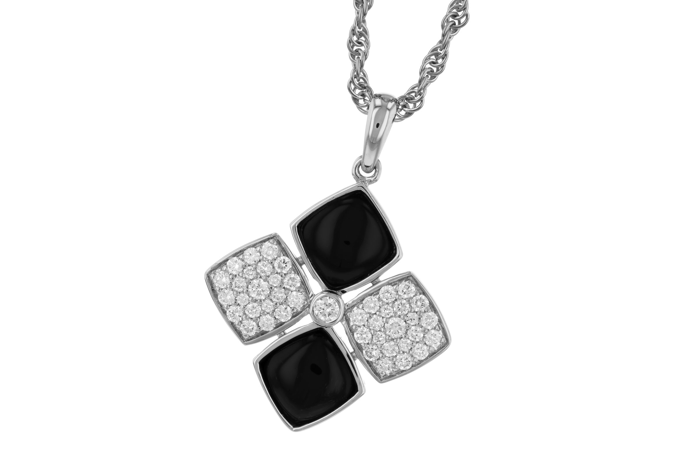 L285-01163: NECKLACE 1.23 TW ONYX 1.50 TGW