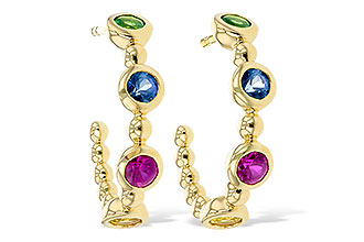 M285-00181: EARR .68 TW MULTI-COLOR SAPPH & GREEN GARNET